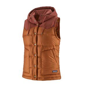 Patagonia Women's Bivy Hooded Down Vest Orange Floral Lining - Size XS